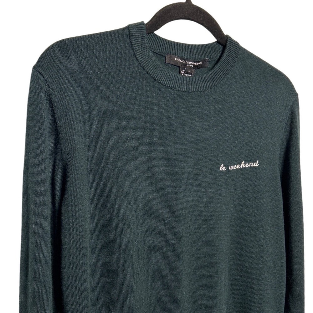FRENCH CONNECTION Cash Blend Logo Jumper Forrest Green Le Weekend Size Small NWT - Picture 2 of 10